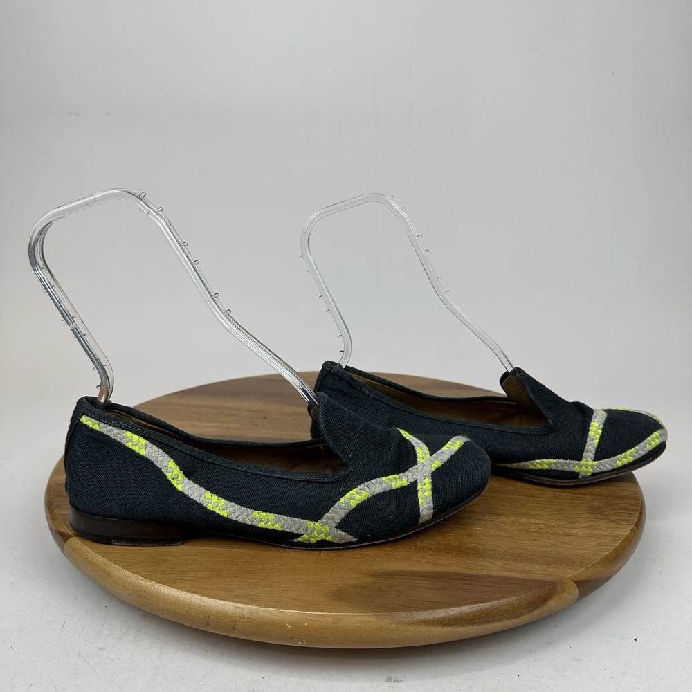 Mens Stubbs & Wootton Printed Crossgrain Navy Blue Casual Loafers Size 8.5 GUC